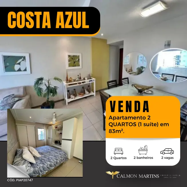 Foto 1 de Apartamento com 2 Quartos à venda, 83m² em Costa Azul, Salvador