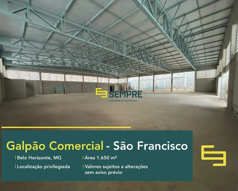 Foto 1 de Galpão/Depósito/Armazém para alugar, 1650m² em São Francisco, Belo Horizonte