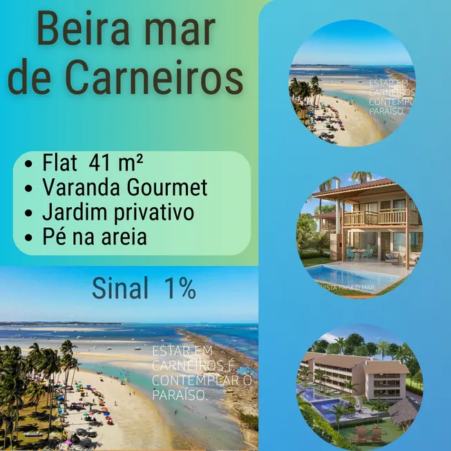 Foto 1 de Flat com 1 Quarto à venda, 41m² em Praia dos Carneiros, Tamandare