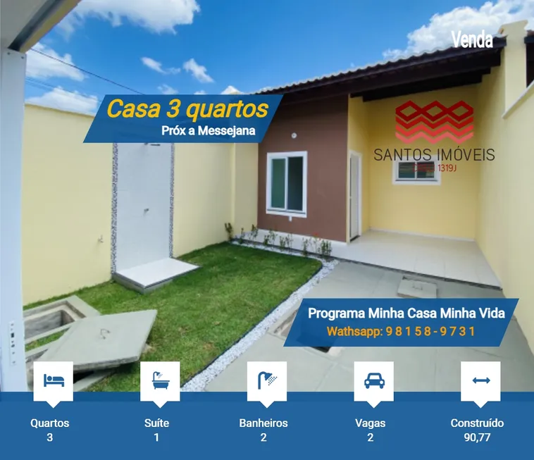 Foto 1 de Casa com 3 Quartos à venda, 90m² em Pedras, Fortaleza