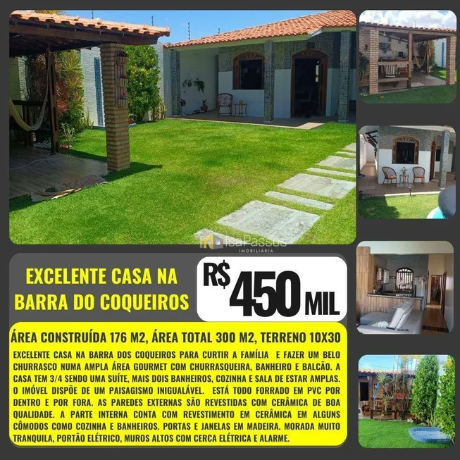 Foto 1 de Casa com 3 Quartos à venda, 176m² em Centro, Barra dos Coqueiros