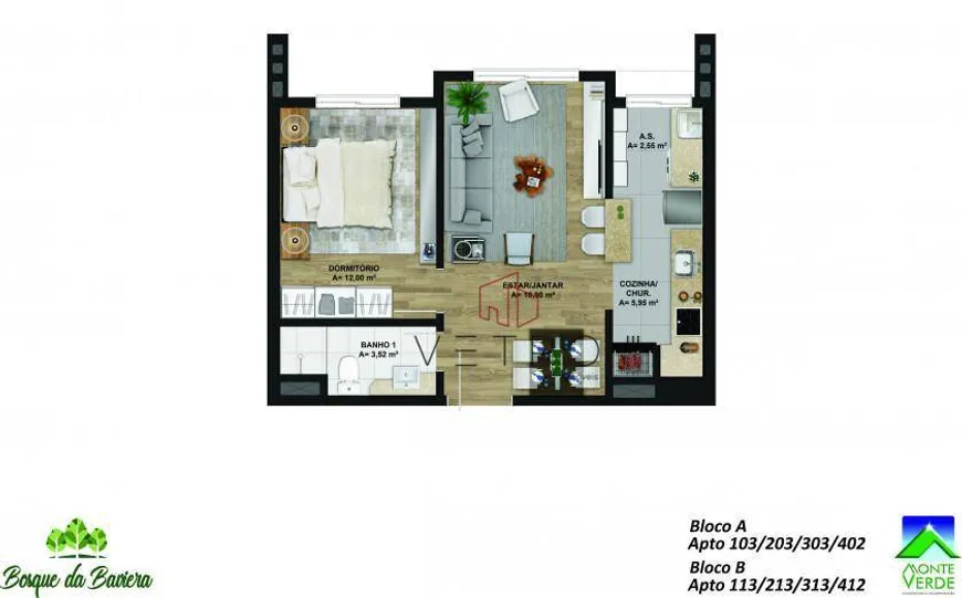 Foto 1 de Apartamento com 1 Quarto à venda, 61m² em Bavária, Gramado