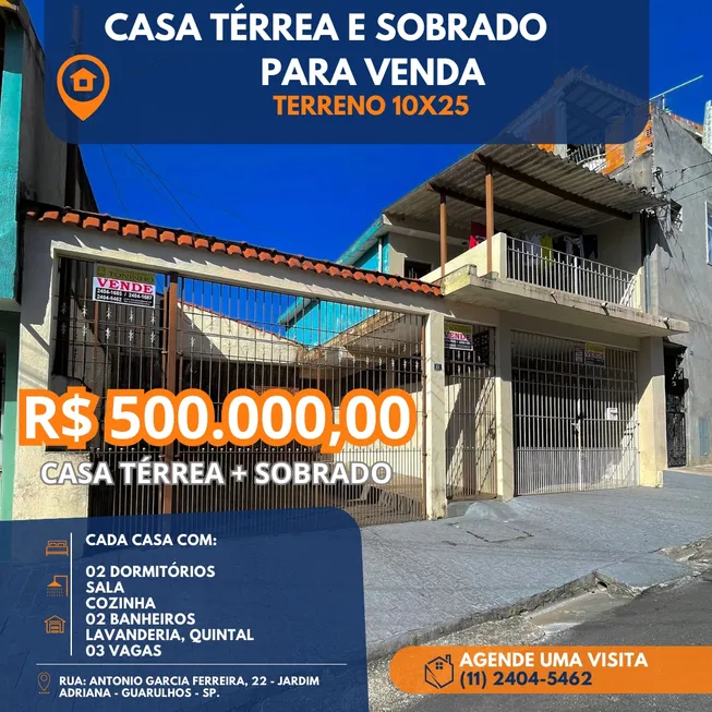 Foto 1 de Sobrado com 4 Quartos à venda, 250m² em Jardim Valeria, Guarulhos