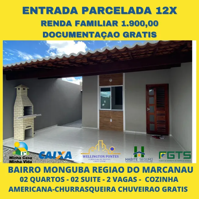 Foto 1 de Casa com 2 Quartos à venda, 88m² em Jardim Bandeirante, Maracanaú