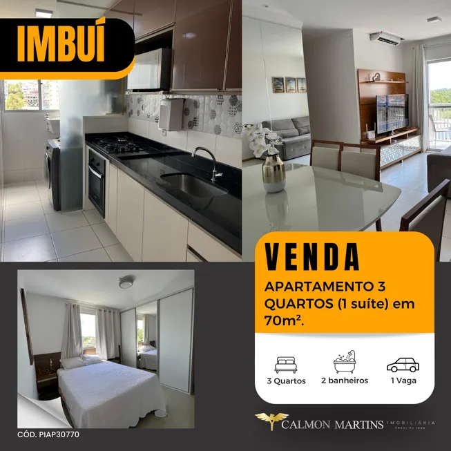 Foto 1 de Apartamento com 3 Quartos à venda, 70m² em Imbuí, Salvador