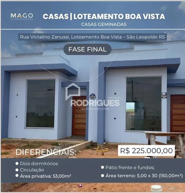 Foto 1 de Casa com 2 Quartos à venda, 53m² em Boa Vista, São Leopoldo