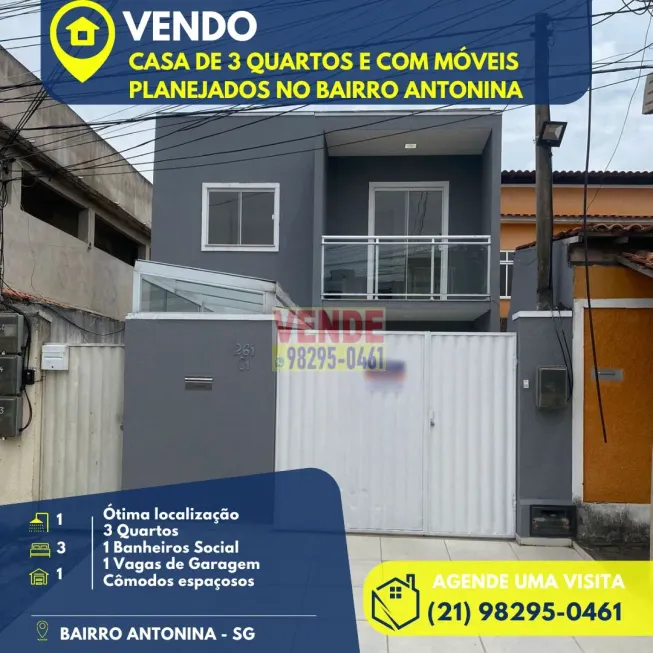 Foto 1 de Casa com 3 Quartos à venda, 70m² em Nova Cidade, São Gonçalo