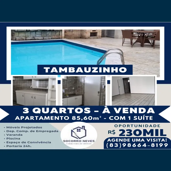 Foto 1 de Apartamento com 3 Quartos à venda, 85m² em Tambauzinho, João Pessoa