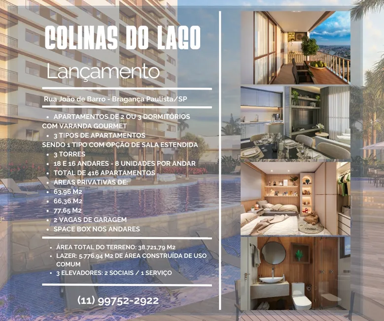 Foto 1 de Apartamento com 2 Quartos à venda, 66m² em Taboão, Bragança Paulista