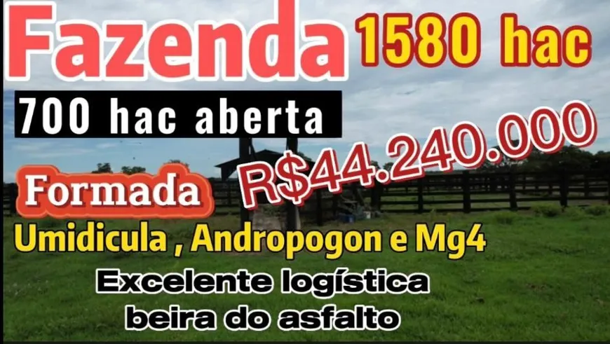 Foto 1 de Fazenda/Sítio à venda, 1580m² em Area Rural de Cuiaba, Cuiabá
