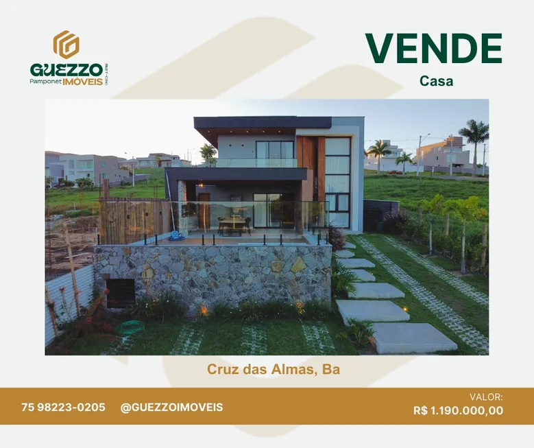 Foto 1 de Casa de Condomínio com 3 Quartos à venda, 220m² em Centro, Cruz das Almas