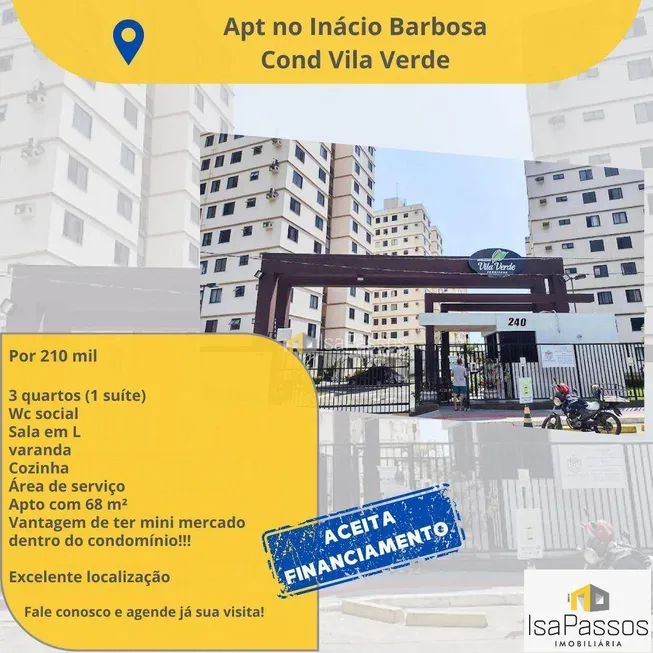 Foto 1 de Apartamento com 3 Quartos à venda, 68m² em Jabotiana, Aracaju