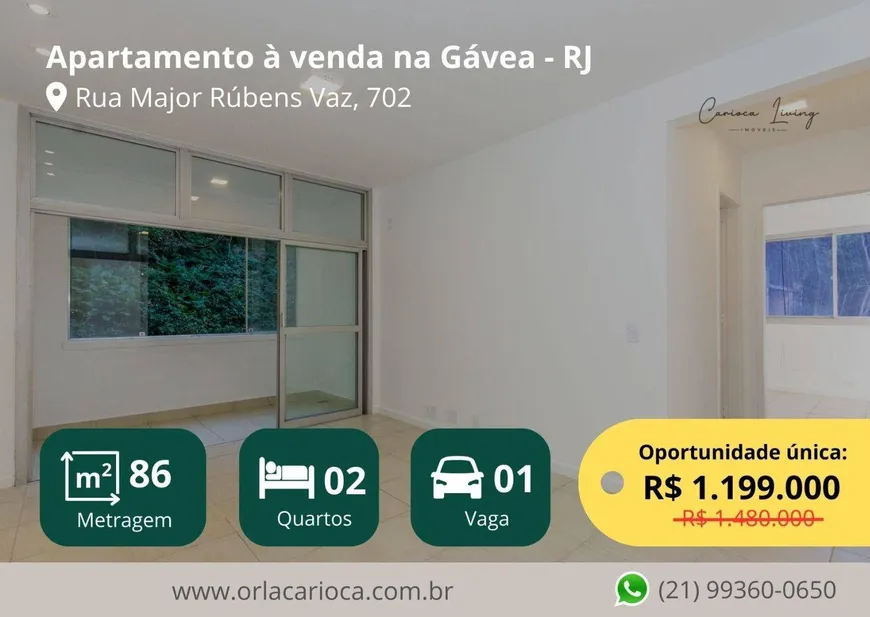 Foto 1 de Apartamento com 2 Quartos à venda, 86m² em Gávea, Rio de Janeiro