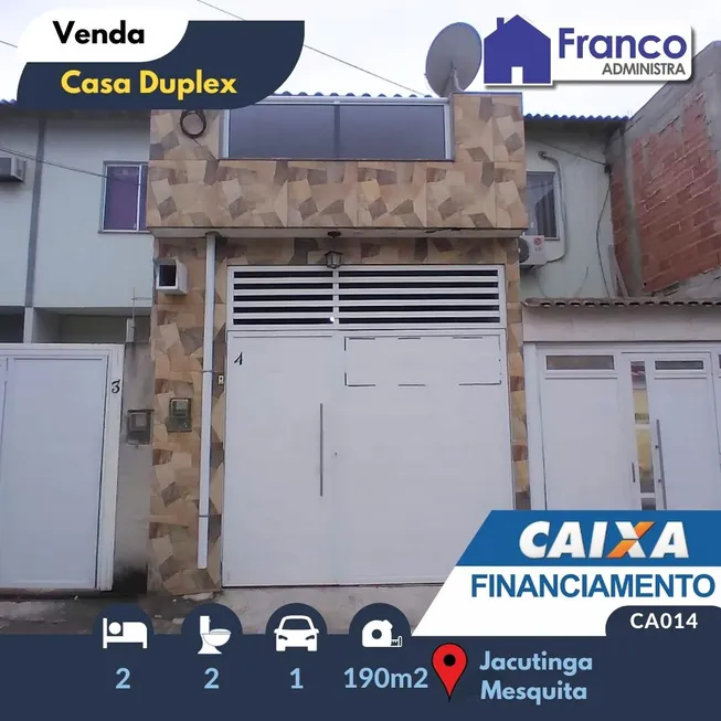 Foto 1 de Casa com 2 Quartos à venda, 190m² em Jacutinga, Mesquita