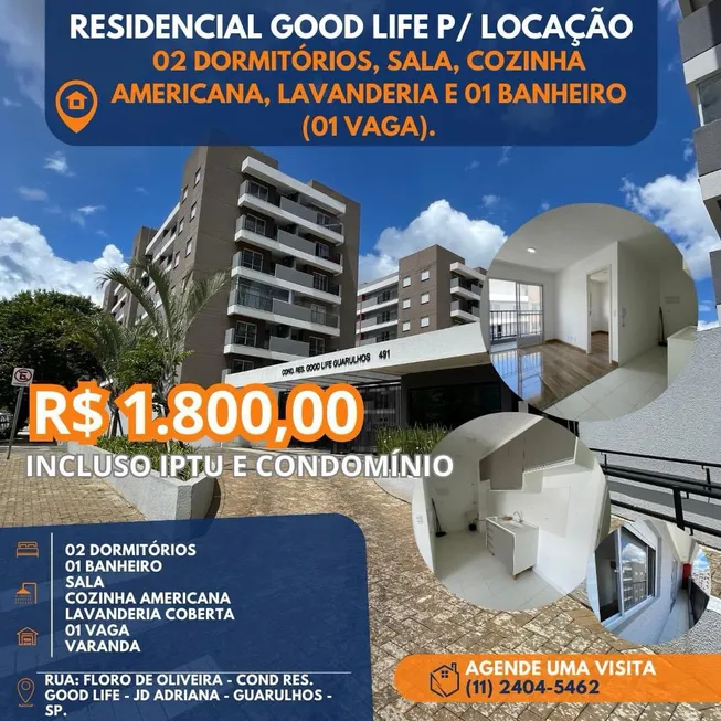 Foto 1 de Apartamento com 2 Quartos para alugar, 43m² em Jardim Adriana, Guarulhos