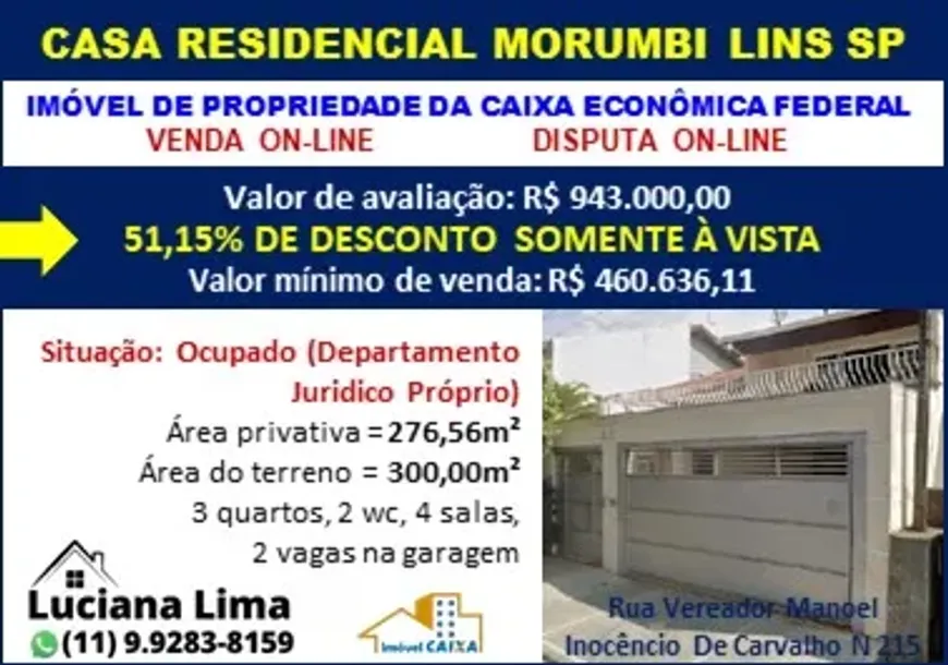 Foto 1 de Casa com 3 Quartos à venda, 276m² em Residencial Morumbi, Lins