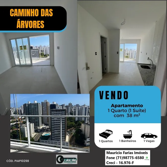 Foto 1 de Apartamento com 1 Quarto à venda, 38m² em Caminho Das Árvores, Salvador