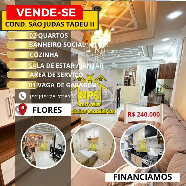 Foto 1 de Apartamento com 2 Quartos à venda, 55m² em Flores, Manaus