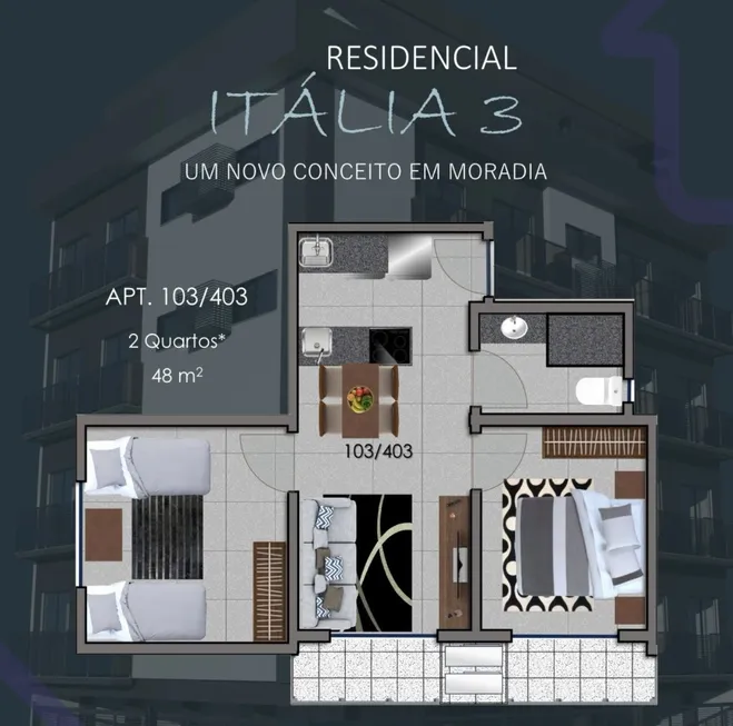 Foto 1 de Apartamento com 2 Quartos à venda, 48m² em Riacho Fundo I, Brasília