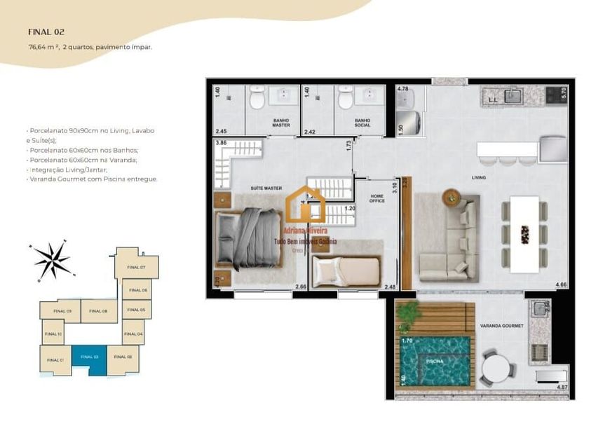 Azure Compact Life - 50 m² a 115 m², Apartamento Setor Marista