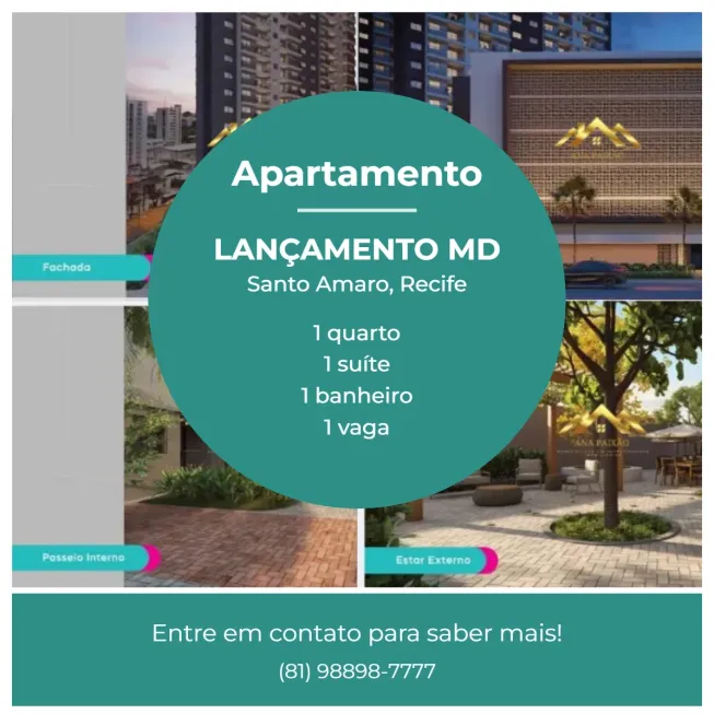 Foto 1 de Apartamento com 1 Quarto à venda, 47m² em Santo Amaro, Recife