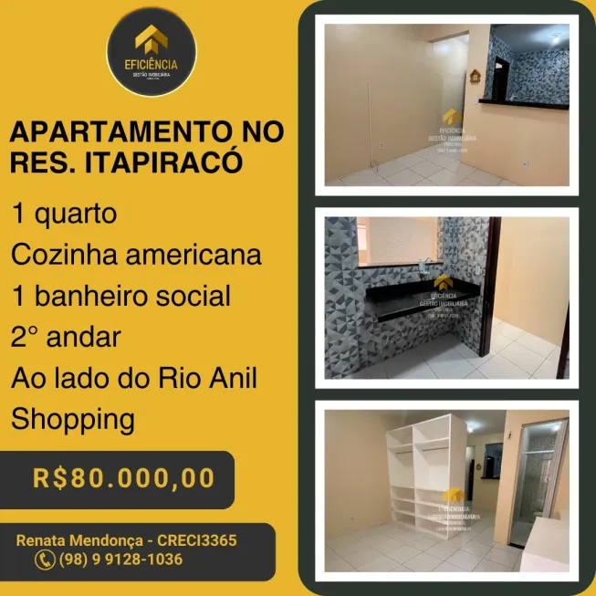 Foto 1 de Apartamento com 1 Quarto à venda, 42m² em Turu, São Luís