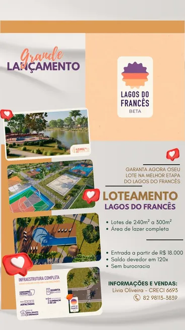 Foto 1 de Lote/Terreno com 1 Quarto à venda, 240m² em Praia do Frânces, Marechal Deodoro