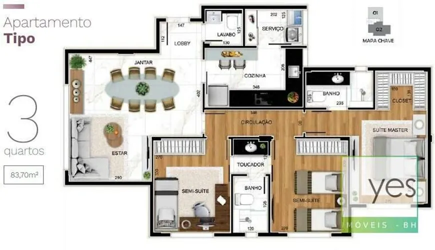 Foto 1 de Apartamento com 3 Quartos à venda, 84m² em Buritis, Belo Horizonte