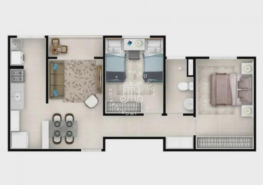 Foto 1 de Apartamento com 2 Quartos à venda, 52m² em Residencial Alexandria, Várzea Paulista