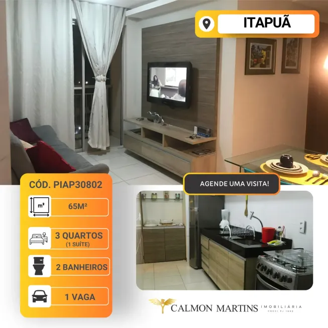 Foto 1 de Apartamento com 3 Quartos à venda, 65m² em Itapuã, Salvador