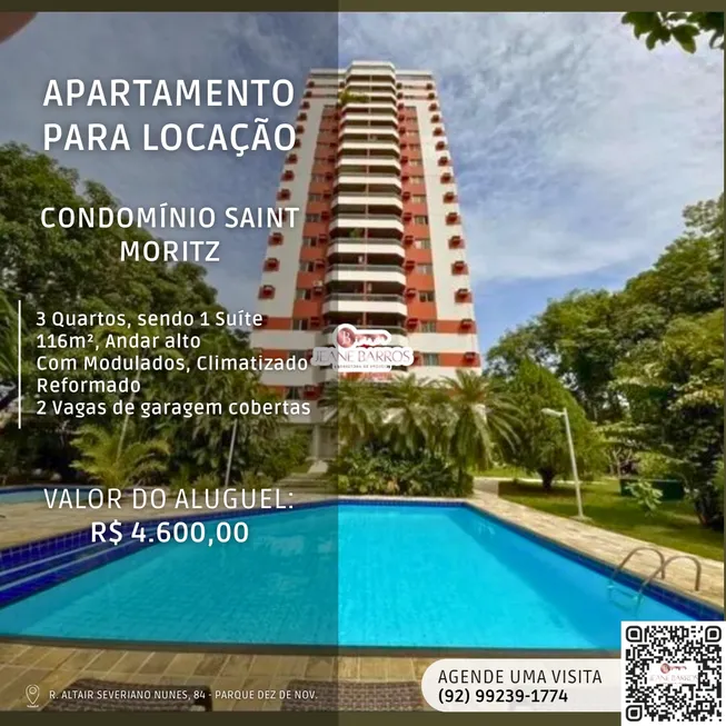 Foto 1 de Apartamento com 3 Quartos para alugar, 116m² em Parque Dez de Novembro, Manaus