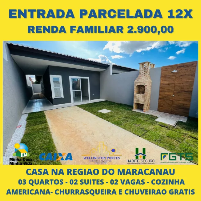 Foto 1 de Casa com 3 Quartos à venda, 100m² em Jardim Bandeirante, Maracanaú