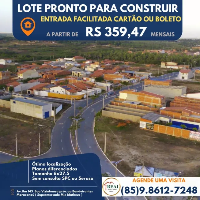 Foto 1 de Lote/Terreno com 1 Quarto para venda ou aluguel, 165m² em Jardim Bandeirante, Maracanaú