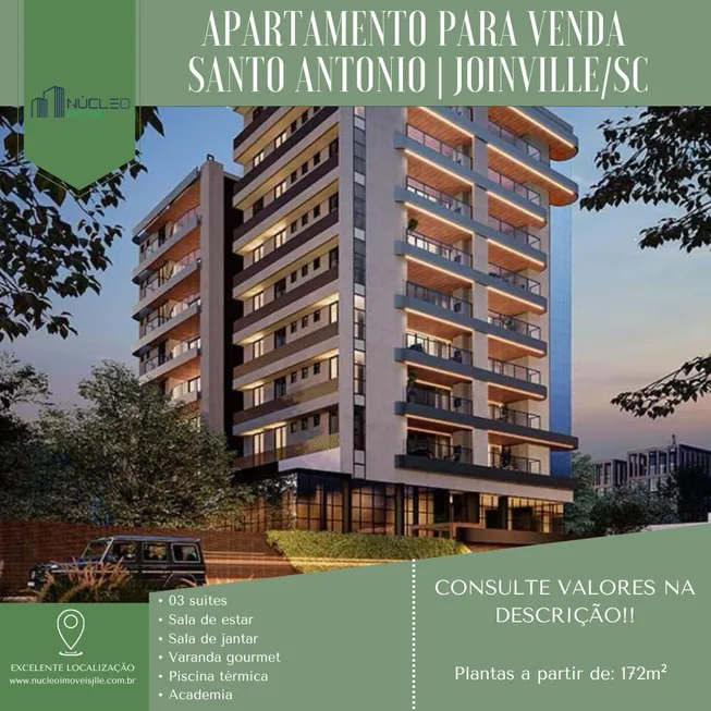 Foto 1 de Apartamento com 3 Quartos à venda, 172m² em Santo Antônio, Joinville