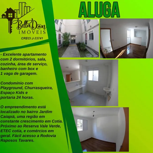 Foto 1 de Apartamento com 2 Quartos para alugar, 48m² em Jardim Caiapia, Cotia