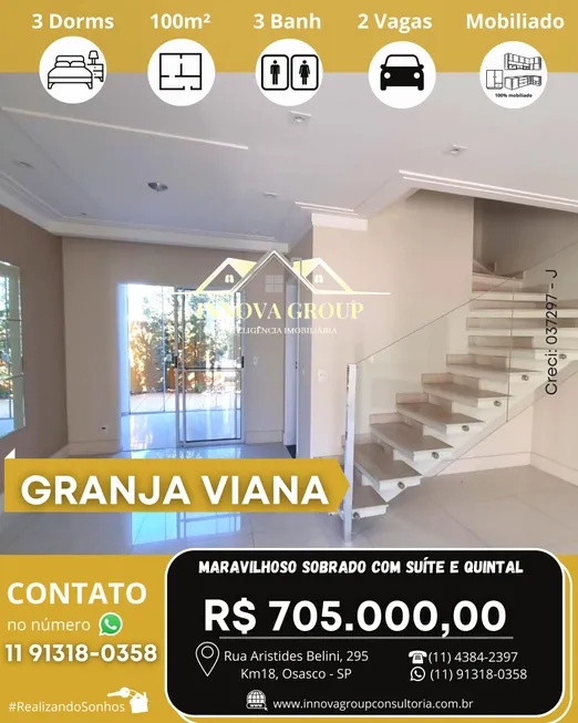Foto 1 de Casa de Condomínio com 3 Quartos à venda, 100m² em Jardim São Vicente, Cotia