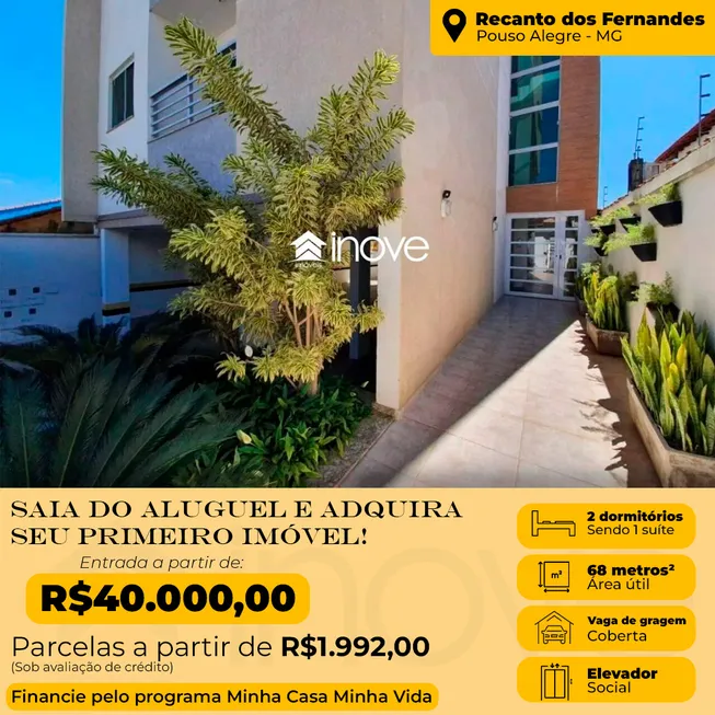 Foto 1 de Apartamento com 2 Quartos à venda, 68m² em Recanto dos Fernandes I, Pouso Alegre