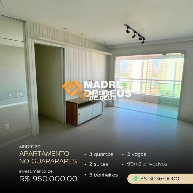 Foto 1 de Apartamento com 3 Quartos à venda, 90m² em Guararapes, Fortaleza