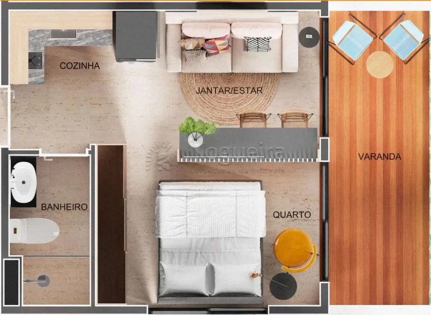 Foto 1 de Apartamento com 1 Quarto à venda, 30m² em Porto de Galinhas, Ipojuca