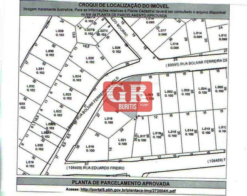 Foto 1 de Lote/Terreno à venda, 646m² em Buritis, Belo Horizonte