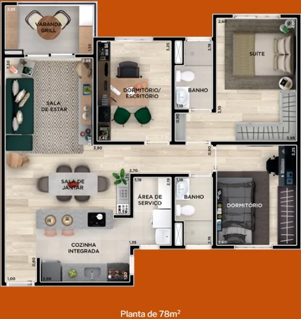 Foto 1 de Apartamento com 3 Quartos à venda, 78m² em Engordadouro, Jundiaí