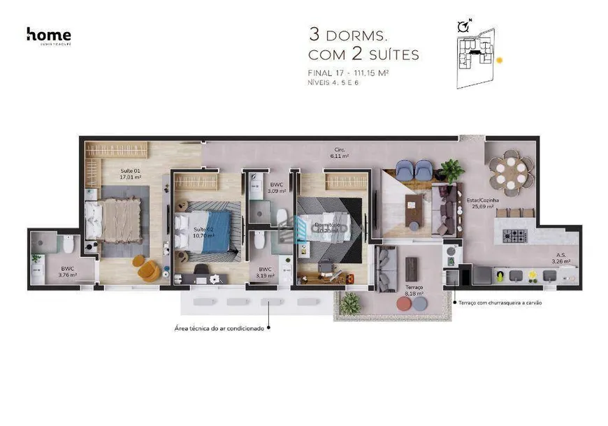 Foto 1 de Apartamento com 3 Quartos à venda, 110m² em Cacupé, Florianópolis