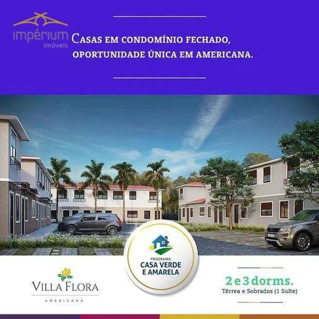 Foto 1 de Casa de Condomínio com 2 Quartos à venda, 55m² em Loteamento Residencial e Comercial Bairro Pacaembu, Americana