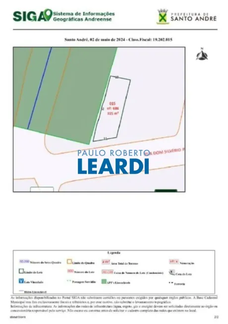 Foto 1 de Lote/Terreno à venda, 157m² em Vila Scarpelli, Santo André