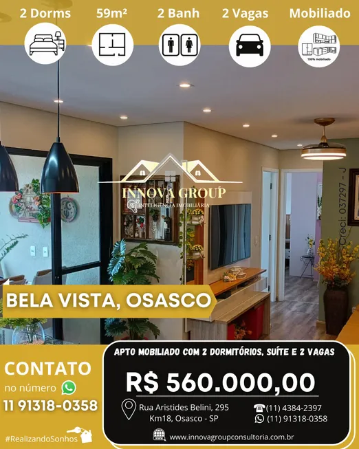 Foto 1 de Apartamento com 2 Quartos à venda, 59m² em Vila Osasco, Osasco