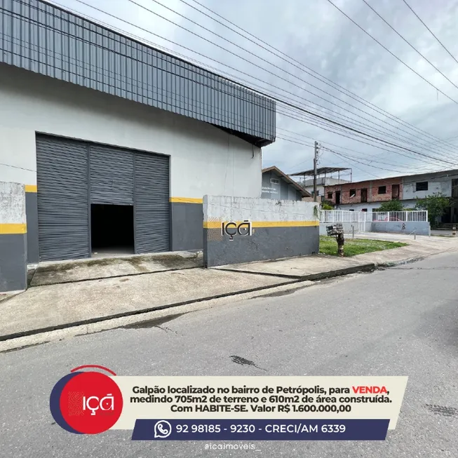 Foto 1 de Galpão/Depósito/Armazém para venda ou aluguel, 610m² em Petrópolis, Manaus
