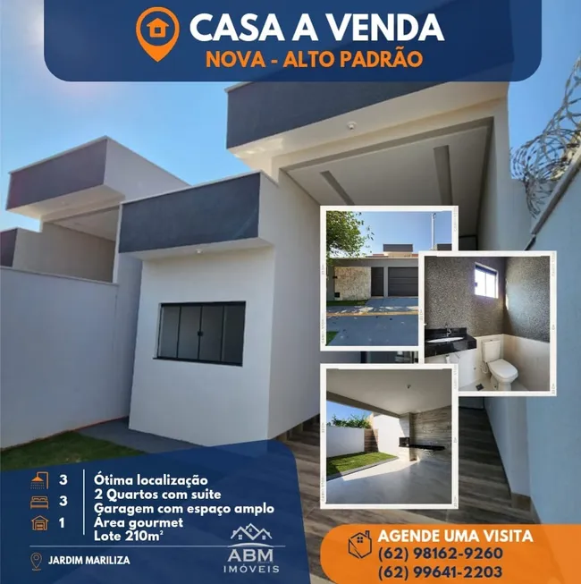 Foto 1 de Casa com 3 Quartos à venda, 127m² em Jardim Mariliza, Goiânia