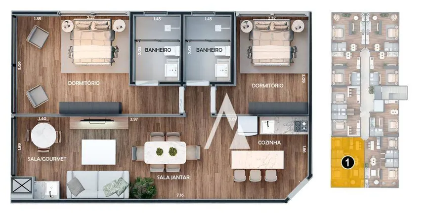 Foto 1 de Apartamento com 2 Quartos à venda, 57m² em Centro, Imbituba