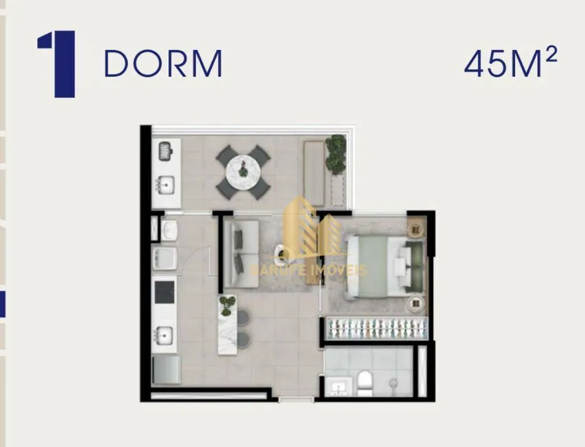 Foto 1 de Apartamento com 1 Quarto à venda, 45m² em Jardim Aquarius, São José dos Campos