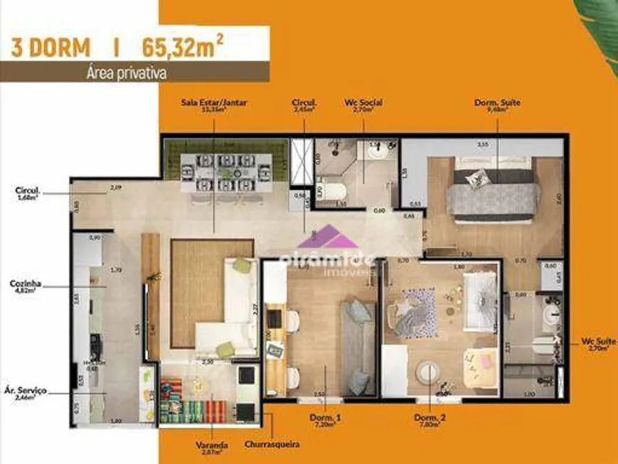 Foto 1 de Apartamento com 3 Quartos à venda, 65m² em Parque Residencial Flamboyant, São José dos Campos